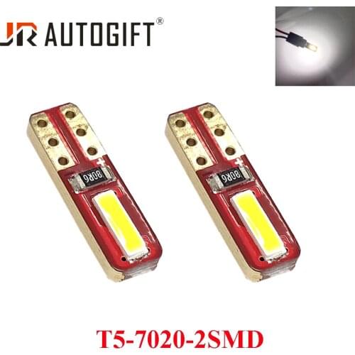 10PCS Car-Styling White T5 7020 2SMD LED Auto Led Interior Light LED Dashboard Light Width Indicator Light Car Led Bulbs 12V