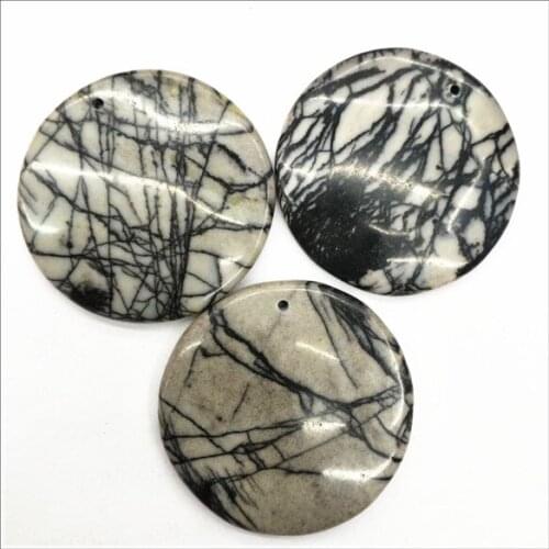 3pcs natural black network stone pendants natural semi precious stone jewelry pendants teardrops wholesale jewelry round