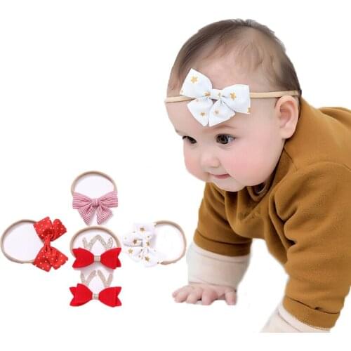 5pcs Baby Accessories Christmas Antler Baby Girl Headbands Kids Deer Ear Flower Crown Hair bands for Newborns Photography Props