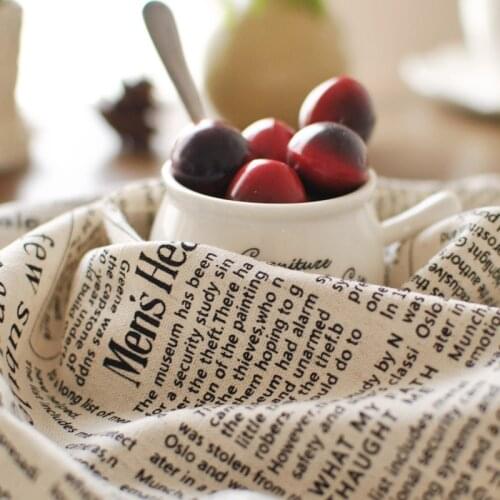 50*70cm Cotton Linen Retro Fabric English Newspaper Tablecloth DIY Curtain Sofa Cloth Food Photo Background Prop Cloth AT277