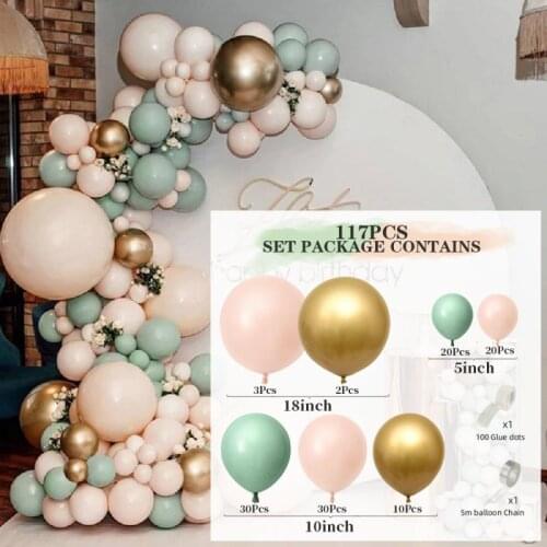 117/122 Pcs/set Gold Balloon Arch Garland Kit Birthday Decoration Anniversaire Wedding Bridal Shower Party Wall Party Supplies