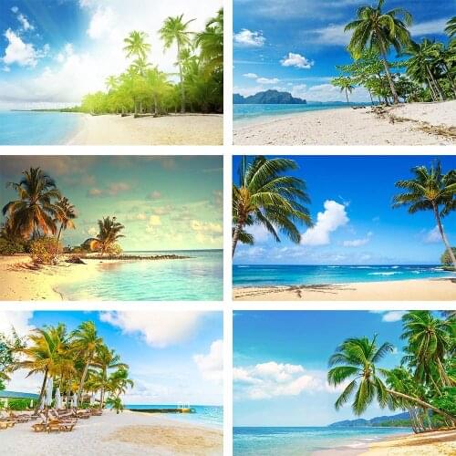 Avezano Photography Backgrounds Summer Beach Coconut Tree Banner Backdrops For Photo Studio Decoration Photocall Photozone Vinyl