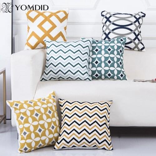 Geometric Pattern Pillow Case Embroidered Waist Cushion Cover for Sofa Car Office Living Room Decorative Square Pillows Cover