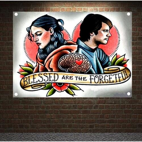 BLLSSED ARE THE FORGETFUL Tattoo Banners Vintage Canvas Painting Wall Art Print Posters Mural Hanging Flags Home Decoration