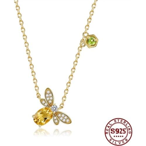 COCOM Silver 925 Jewelry Cute Bee Pendant Necklace for Women Gold Color 5A Cubic Zircon Collares De Moda 2021 Girl Friend Gift