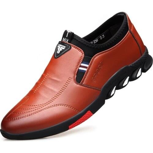 COZOK 2021 Mens Leather Spring And Summer Autumn New Mens Business Casual Soft-soled Non-slip Breathable Deodorant Shoes