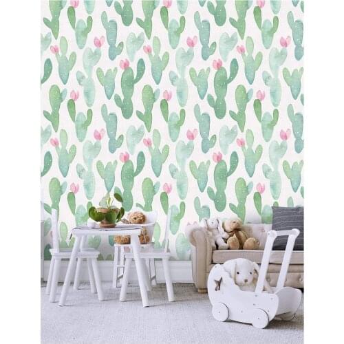 Home Wallpaper Removable for Lockers Green/Pink Vinyl Self Adhesive Cactus Peel and Stick Contact Paper Bedroom Decor