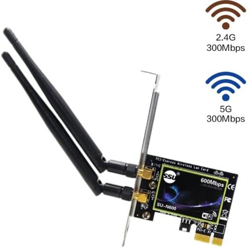 Dual Band 300Mbps WiFi PCI-E PCIe Wireless Network Card Desktop PCI Wifi Adapter Gigabit Ethernet WiFi Adapter For PC Computer