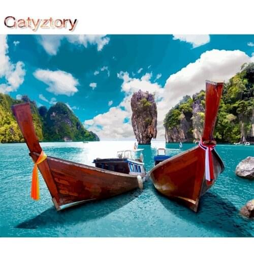GATYZTORY DIY Painting by numbers sea boats paint by number For adults paint with numbers wall art canvas acrylic paint photo fr