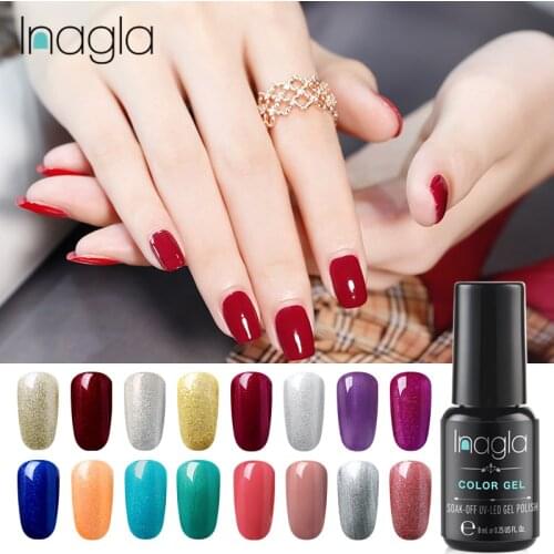 Inagla One Step Gel Nail Polish Pure Colors 8ml Soak Off Manicure UV Gel Varnish DIY Nail Art Lacquer Decoration for Nails