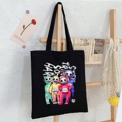 Punk Women Cartoon Canvas Bag Harajuku Shopper Large Capacity Womens Bag Vintage Classic Shoulder Bag Handbag Gift Bag