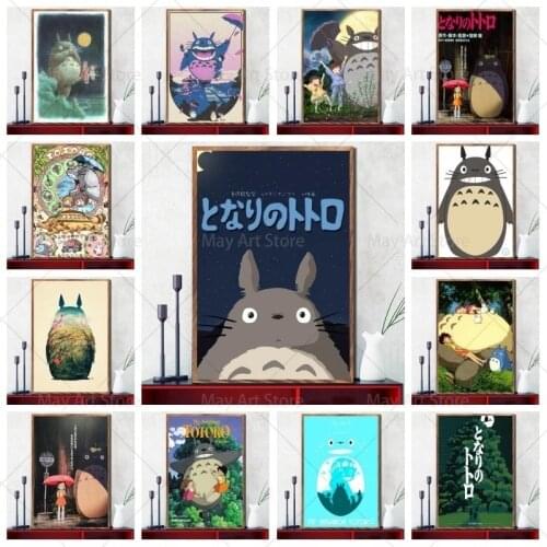 Neighbor Totoro Studio Ghibli Animated Oil Painting Posters and Wall Art Pictures Decorate The Living Room Walls with Cuadros