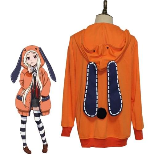Anime Kakegurui Compulsive Gambler Runa Yomozuki Cosplay Costume Halloween Carnival Uniform Cute Rabbit Ears Hoodies Custom Made