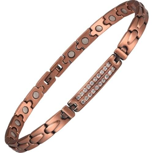 Wollet Copper Magnetic Anklet Ankle Bracelets Women Ladies Pain Relief for Arthritis Strong Magnets Mothers Day Gift 24cm 6.5mm