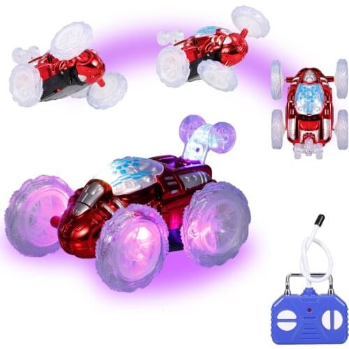 Remote Control Stunt Car RC Car Toy with Flashing LED Lights 360° Tumbling for Kids Boys Girls
