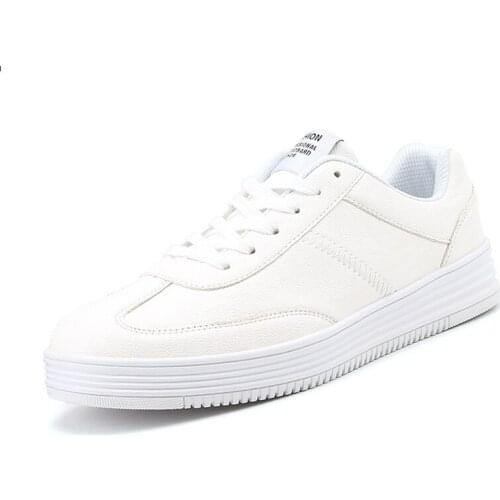 Mens Leather casual Sneaker Lovers Shoes Daily White shoes PU upper Rubber flats Anti-skid Spring autumn Plus size 47