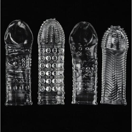 Soft Reusable Crystal Skin Cock Sleeve Delay Extension Enlargement Party Toys For Adult