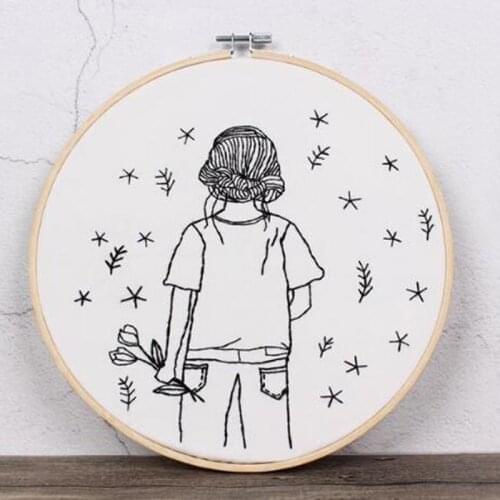 Sketch Easy Embroidery Kit For Beginner Printed Needlework Cross Stitch Set Sewing Art Wall Embroidery Painting Home Decor