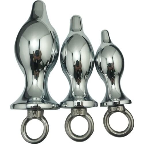 3pcs set Large medium small size pull ring Crystal Metal Anal plug Booty Silver Stainless steel Jewelry butt plug Sex toys