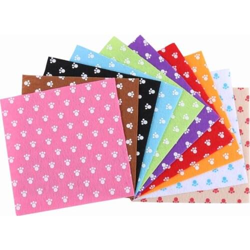 Nanchuang 1mm Thickness Footprint Printed Non Woven Felt Fabric For DIY Handmade Sewing Doll&Crafts Material 10Pcs/Pack 30x30cm