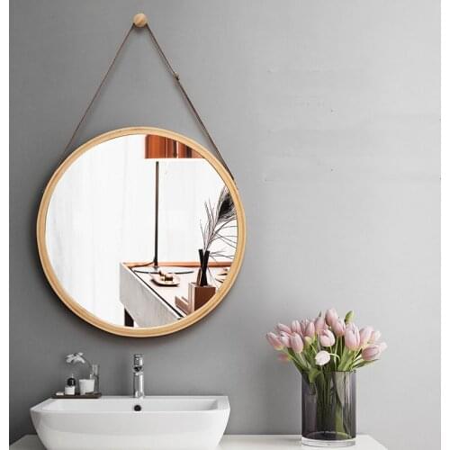 Nordic Bathroom Mirror Round Wall Mount Mirror Hanging Ornament Salon Bathroom Decor Mirror Safety Explosion-proof