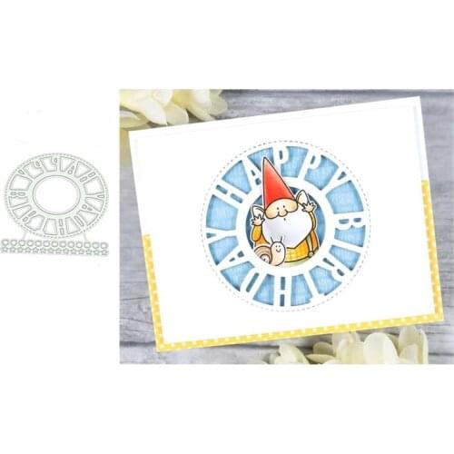 2021 New HAPPY BIRTHDAY Circle Frame Metal Cutting Dies Stencil for Scrapbooking Craft Die Cut Make Mould Decoration Template