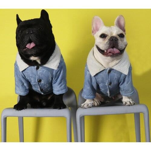 Dog Clothes for Small Dogs Denim Jacket for French Bulldog Coat for Chihuahua Winter Warm Jeans Outfit for Puppy Pet Costume XL