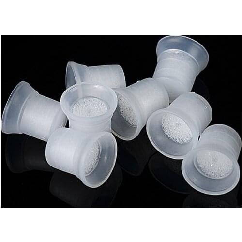 100 PCS Permanent Makeup Disposable Pigment Ink Cups With Sponge
