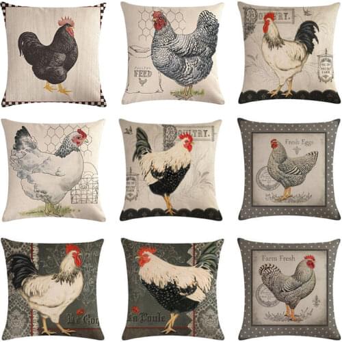 Chicken Cushion Cover Poultry Farm Linen eggs Throw Pillow Cover Bedroom Sofa Car Chair Home Decorative Pillows Case 45x45cm
