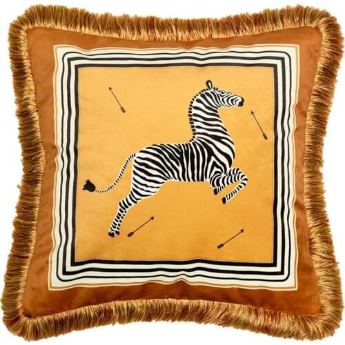 Zebra Pillow Cover Palm Tree Throw Pillow Case Light Luxury Square Cushion Cover Standard Home Decorative Sofa Armchair Bedroom