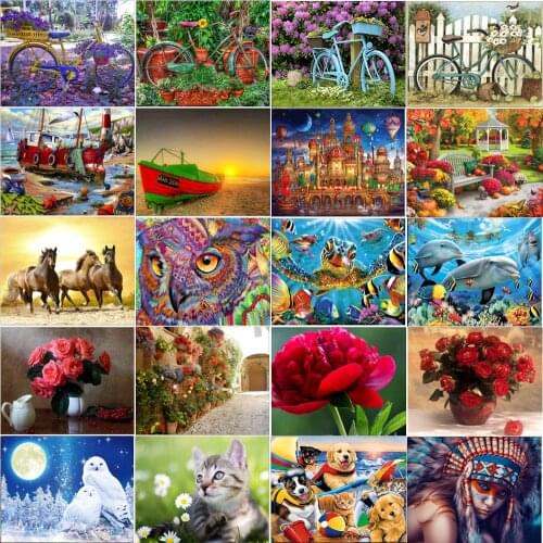 Full diamond 5D diamond painting landscape woods flower rose painted animal embroidery cross stitch ornament DIY handmade gift