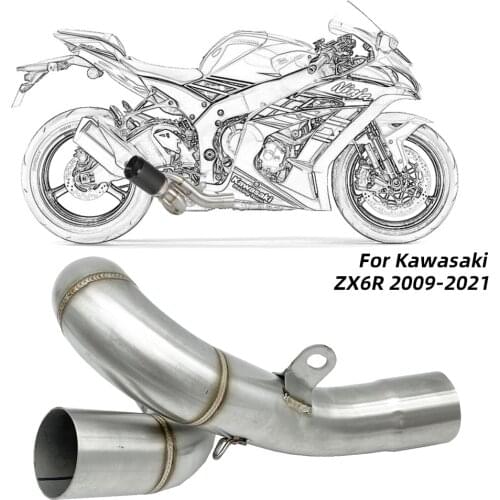 REALZION 51mm Motorcycle Exhaust Muffler Middle Link Pipe Slip-on Escape For Kawasaki ZX6R ZX636 ZX 6R 636 2009 - 2020 2019 2018