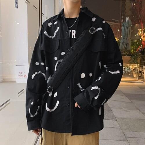 Long Sleeve Harajuku Button Up Shirt for Men Cardigan Blouse Korean Fashion Collared Shirt Alt Alternative Clothes Techwear
