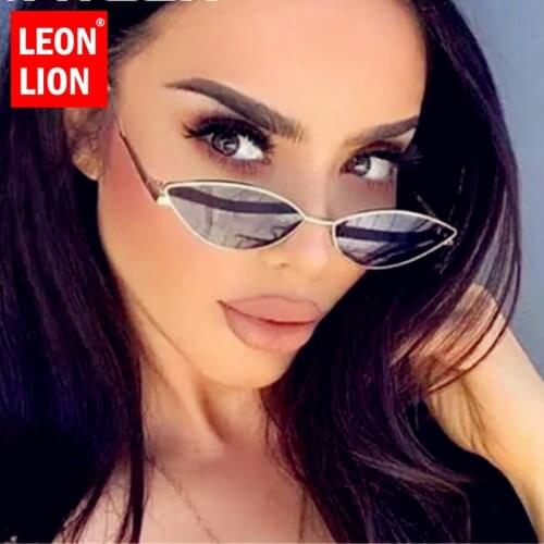 LeonLion 2021 Small Cateye Sunglasses Women Vintage Mirror Eyewear Women/Men Brand Designer Glasses Women Cateye Oculos De Sol