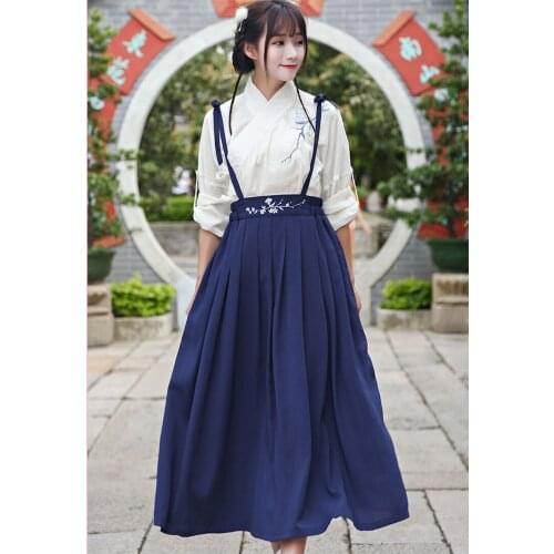 Chinese Ancient Traditional Hanfu Women Fusion Modern Hanbok Strap Dress Cosplay Ancient Style Clothing Classical Culture Sweet