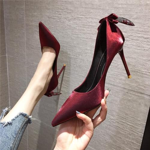 Shoes New Women Pumps High Heels Thin Heels Red Wedding Shoes Luxury Brand Pumps Ladies Sexy Pointed Toe Stiletto Zapatos Mujer