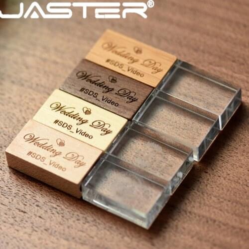 JASTER(over 1PCS free LOGO) Wood with crystal USB flash drive creative pendrive 8GB 16GB 32GB 64GB memory stick