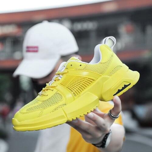 Four seasons Men Running sports shoes anti-skid lace-up jogging walking shoes outdoor New Thick bottom Wear-resistant sneakers