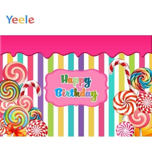 Yeele Colors Stripe Lollipop Candyland Baby Birthday Photography Backgrounds Customized Photographic Backdrops for Photo Studio