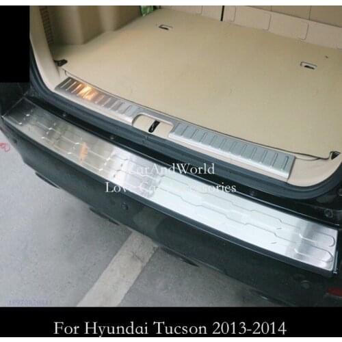 For Hyundai Tucson 2006-2014 REAR DOOR Panel BUMPER PROTECTOR Guard PLATE STEP PANEL COVER SILL PLATE TRUNK TRIM Car ACCESSORIES