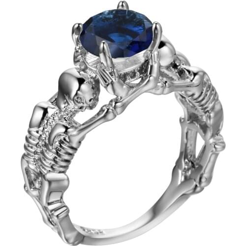 Hainon new skull mens jewelry Punk CZ Party engagrmrnt Rings Silver color Ring for Women Fashion Jewelry Valentines Day Gift