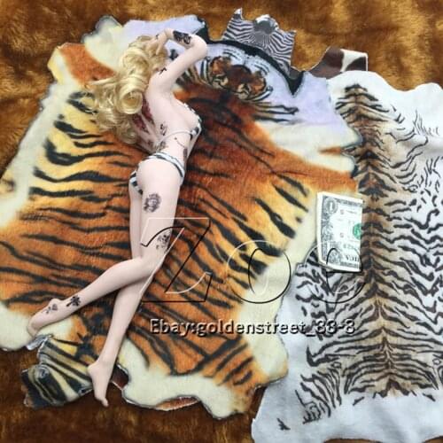1/6 Scale Figure Scene Accessories DIY Animal Miniature Carpet Simulation Carpet Tiger Skin Carpet Cowhide for 12'' Body