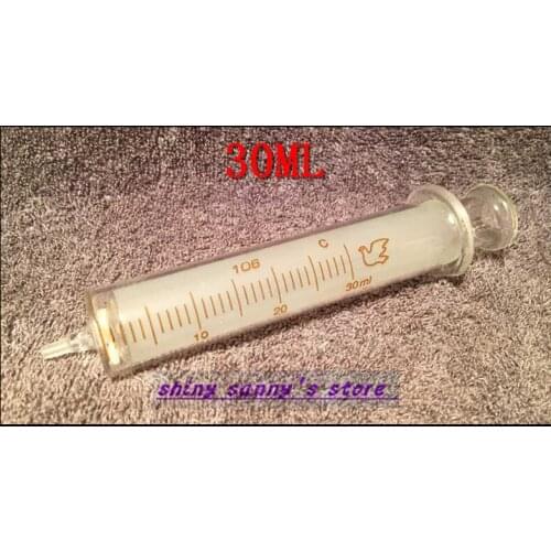 1Pcs 30ml Glass Syringe Injector Glass Sampler Lab Glassware Brand New