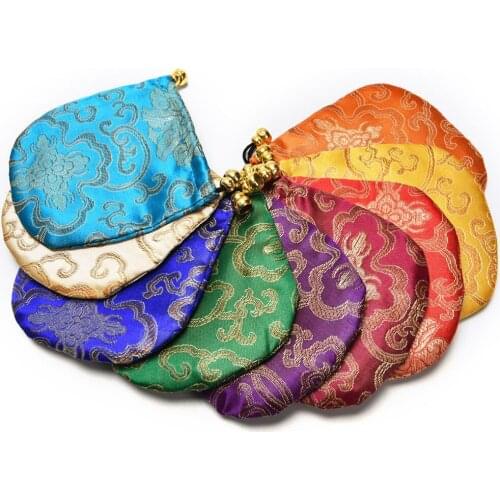 1pc Embroidery Bag Chinese Traditional Auspicious Clouds Satin Gorgeous Pouch