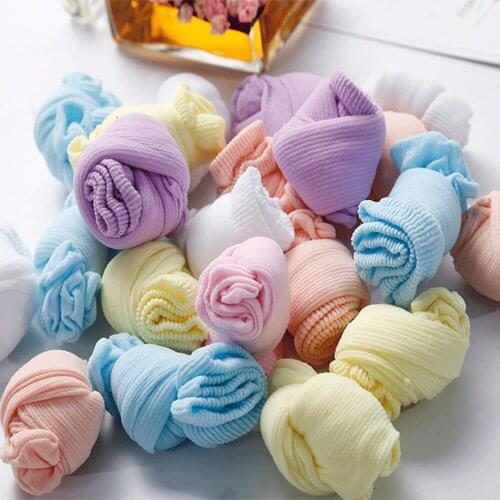 10 Pairs Spring Sock Summer 1-3 Years Girls Kids Candy Colors Disposable Funny Socks Breathable Kawaii Short Sock Casual Cotton