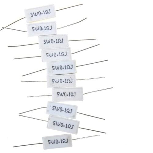 10PCS/LOT 0.1 Ceramic Ohm Cement Power Resistor 5W 5% 0.1R J