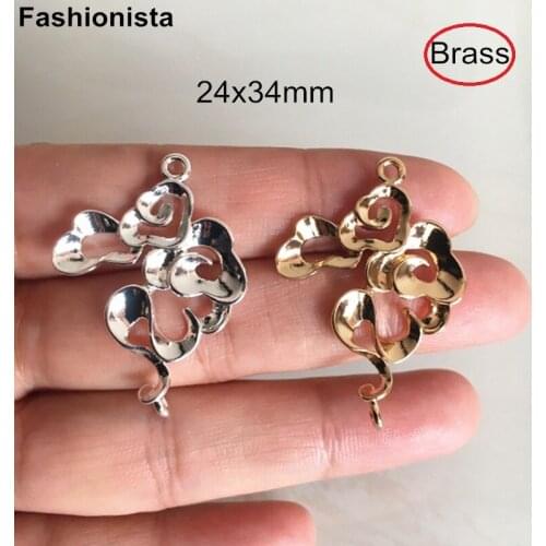 10 pcs - Filigree Scroll Clouds Charms 24x34mm Gold/Silver-color Brass Casted Jewelry-accessories Metal Hollow Flower