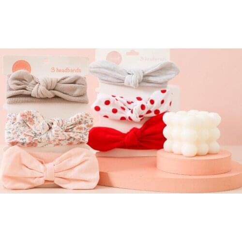 3Pcs/Set Baby Headband Floral Print Bows Kids Girl Hair Band Soft Cotton Elastic Newborn Infant Baby Girl Hair Accessories