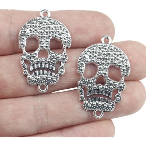 4 Pieces 22*34mm Antique Silver Color Skeleton Wicca Charms Bracelet Pendant For DIY Jewelry Making