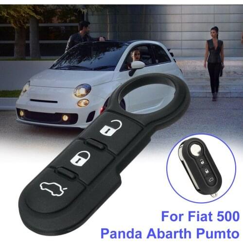 ABS 3 Buttons Rubber Pad Car Key for Fiat 500,Remote Car Key Key Back Leather Soft Button